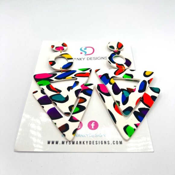 Swanky Designs Leopard T Dangle Earrings in Multicolor MSRP $55 NWT - Picture 2 of 5